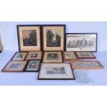A collection of antique etchings, lithographs, etc 21 x 37 (12).