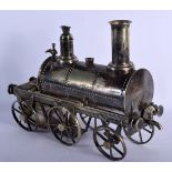 A VERY RARE EARLY 20TH CENTURY LOCOMOTIVE TRAIN COFFEE PECULATOR of extremely unusual form. 38 cm x