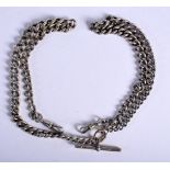 A STAINLESS STEEL WATCH CHAIN. Length 71cm, weight 87g