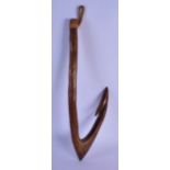 A RARE 19TH/20TH CENTURY POLYNESIAN OCEANIC TRIBAL CARVED WOOD FISH HOOK New Zealand or Hawaii. 45 c