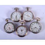 5 ANTIQUE SILVER POCKET WATCHES, various sizes (5)