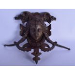 A FINE 19TH CENTURY FRENCH BRONZE CLASSICAL PORTRAIT HEAD MOUNT formed with shells and berries. 27 c