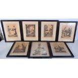A collection of 19th century French framed lithographic prints 33 x 25 cm (7).