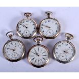 5 ANTIQUE SILVER POCKET WATCHES, various sizes (5)