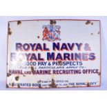 A large enamelled metal Royal Navy & Royal marines recruitment sign