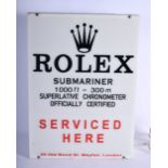 A VINTAGE ROLEX LIGHT UP SUBMARINER SERVICED HERE DEALER SHOP DISPLAY ILLUMINATED SIGN. 56 cm x 34 c