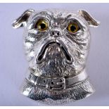 A STERLING SILVER PUG DOG BROOCH WITH GEM SET EYES. 2.8cm x 2.6cm, weight 12.6g