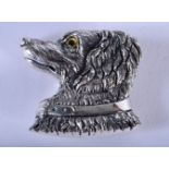 A STERLING SILVER DOG BROOCH. 2.9cm x 3.1cm, weight 10.7g.