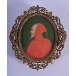 Italian School (18th/19th Century) Watercolour portrait miniature, Venetian male, period open work f