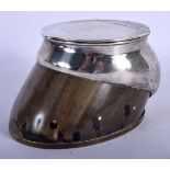 A VICTORIAN SILVER MOUNTED HORSE HOOF INKWELL. London 1889. 552 grams. 11 cm x 6.5 cm.
