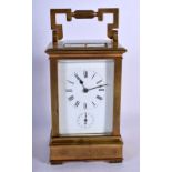 A LATE 19TH CENTURY FRENCH BRASS REPEATING CARRIAGE CLOCK with Grand & Petite Sonnerie feature. 20 c