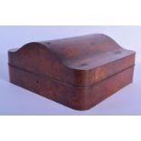 A FINE LARGE 19TH CENTURY ENGLISH CARVED WOOD DOMED BOX probably Burr Walnut or Oyster wood. 34 cm x