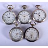 5 ANTIQUE SILVER POCKET WATCHES, various sizes. (5)