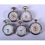 5 ANTIQUE SILVER POCKET WATCHES, various sizes. (5)