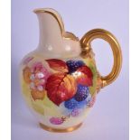 ROYAL WORCESTER JUG PAINTED WITH AUTUMNAL LEAVES AND BERRIES BY KITTY BLAKE, SIGNED, DATE MARK 1937.