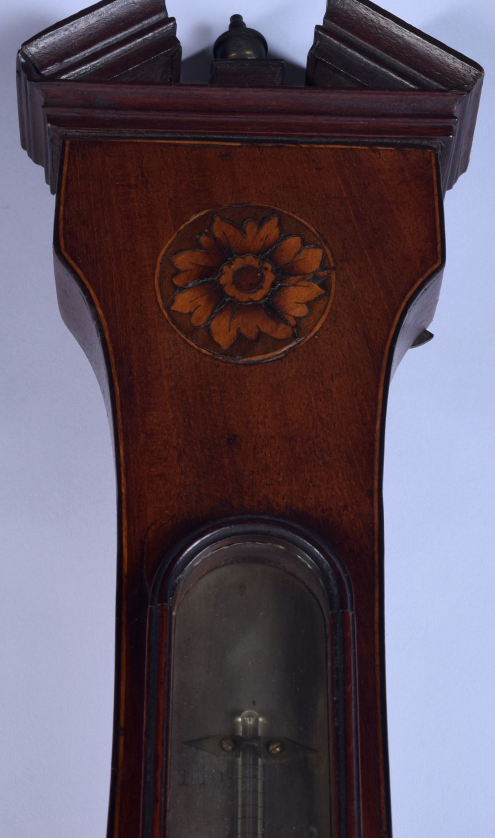 A mahogany inlaid Carminada barometer. 99cm. - Bild 3 aus 6