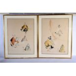 Lucienne Ha Van Vuong (Born 1914) Pair, Watercolours, Figures. Image 58 cm x 40 cm.