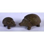 TWO JAPANESE BRONZE HEDGEHOGS. Larges 2.6cm x 5.2cm x 2.8cm, weight 200.7g (2)