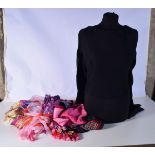 A Vintage Christian Dior black cape top (size 12) and a quantity of vintage scarfs some silk (Qty)
