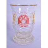 A BOHEMIAN GLASS TWO TONE BEAKER. 11 cm high.