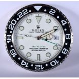 A ROLEX ADVERTISING DEALER DISPLAY HANGING WALL CLOCK. 30 cm diameter.