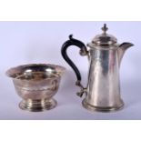 A VICTORIAN SILVER BOWL and a silver coffee pot. London 1869 & 1909. 462 grams. Largest 16.5 cm high