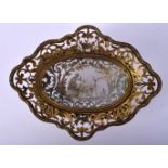 A VERY UNUSUAL 18TH/19TH CENTURY EUROPEAN SILVER AND GILT METAL DISH formed within a rock crystal bo