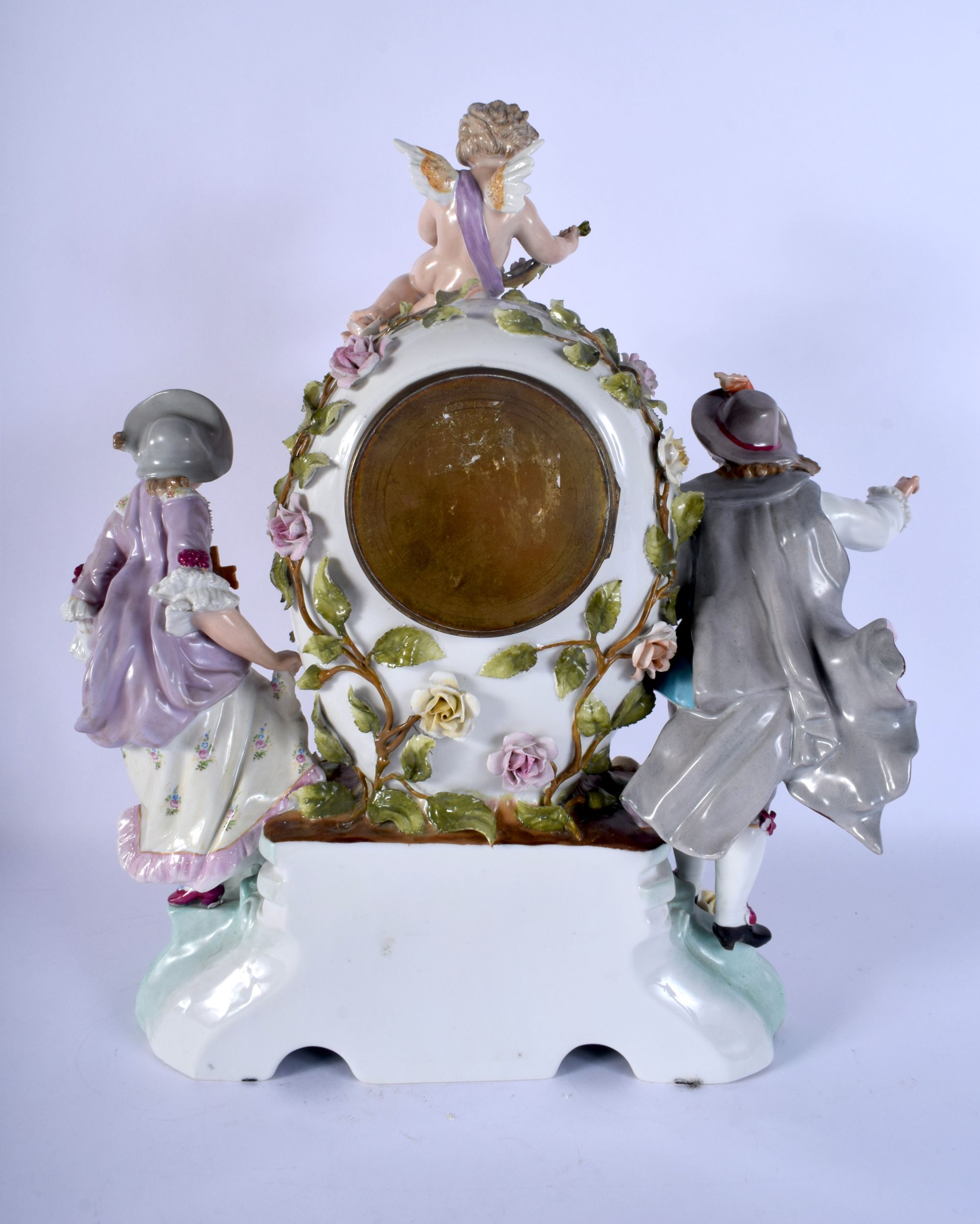 A RARE LARGE 19TH CENTURY GERMAN PORCELAIN CLOCK formed with figures. 41 cm x 30 cm. - Image 6 of 7