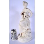 A LARGE ANTIQUE PARIAN WARE CUPID BETRAYED FIGURAL GROUP. 43 cm high.