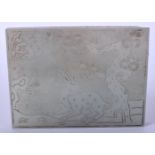 AN EARLY 20TH CENTURY CHINESE CARVED JADE RECTANGULAR PLAQUE Late Qing/Republic. 7 cm x 5.25 cm.