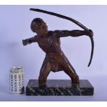 R De Wandelier (C1920) Bronze^ The Hunter. 30 cm x 38 cm.