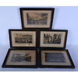 FIVE ANTIQUE ENGRAVINGS depicting various boxing scenes etc. 29 cm x 21 cm. (5)