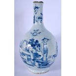 AN 18TH CENTURY DELFT BLUE AND WHITE TIN GLAZED VASE painted with a Chinese figure. 23.5 cm high.