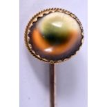 AN ANTIQUE AGATE TIE PIN. 3.2 grams. 6.9 cm long.