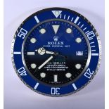 A ROLEX ADVERTISING DEALER DISPLAY HANGING WALL CLOCK. 30 cm diameter.