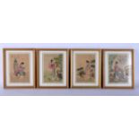 FOUR CHINESE REPUBLICAN PERIOD WATERCOLOUR SILK PANELS. 25 cm x 22 cm. (4)