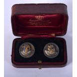 A CHARMING PAIR OF EGYPTIAN REVIVAL ENAMELLED CUFFLINKS. 2.25 cm wide.