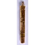 AN EARLY 20TH CENTURY FRENCH GOLD CASED PENCIL decorated with a maiden. 9 grams. 8.25 cm lon