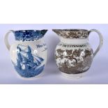 TWO RARE EARLY 19TH CENTURY ENGLISH NAMED PEARL AND PRINTED WARE JUGS Miss Sarah Sheppard October 14