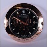 A ROLEX ADVERTISING DEALER DISPLAY HANGING WALL CLOCK. 30 cm diameter.