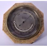 A RARE ANTIQUE SHAGREEN CASED CALLOW MOUNT STREET BAROMETER. 275 grams. 9 cm wide.