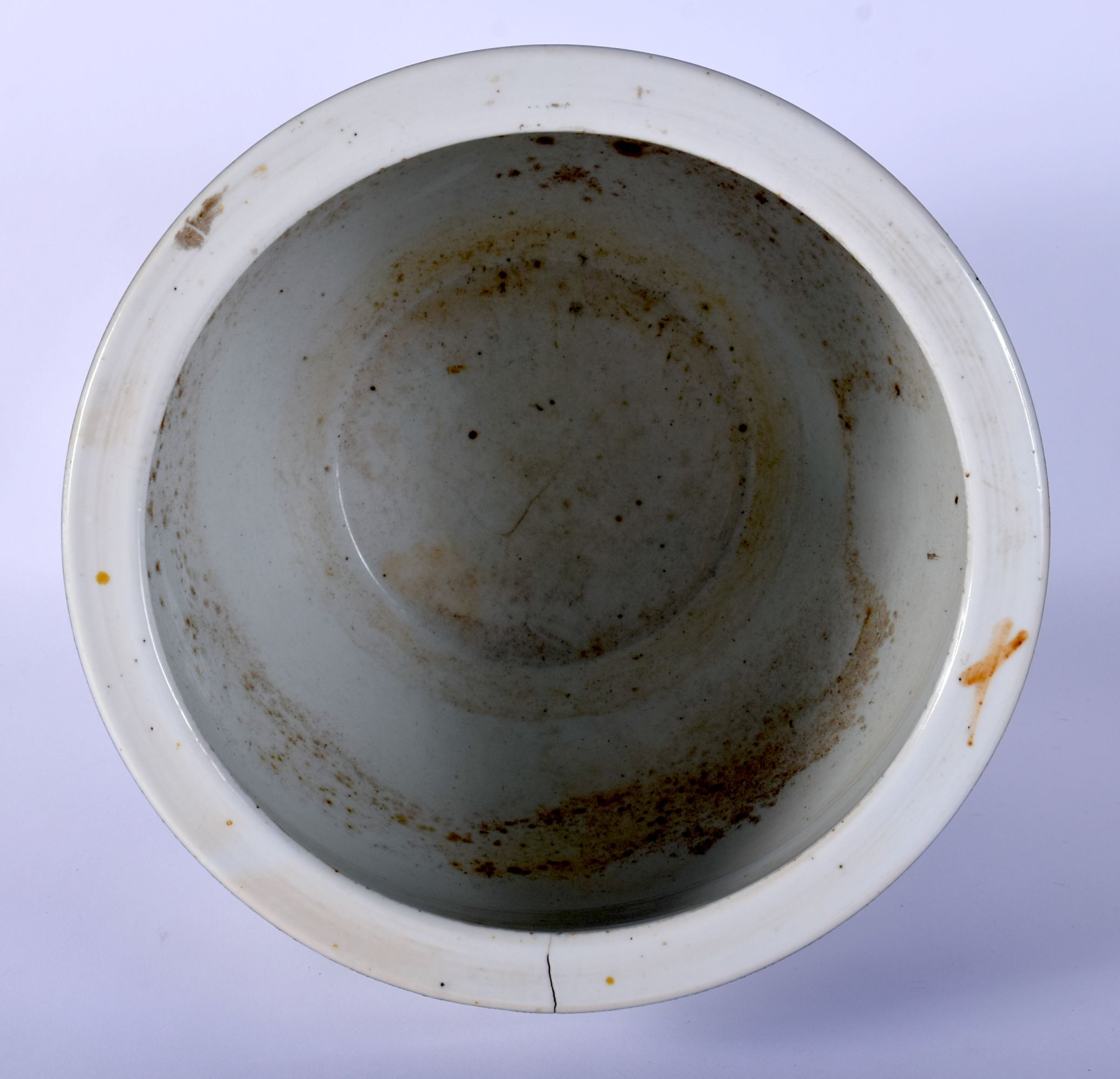 A 19TH CENTURY CHINESE POWDER BLUE GROUND PORCELAIN JARDINIERE Guangxu, painted with foliage and vin - Image 3 of 4