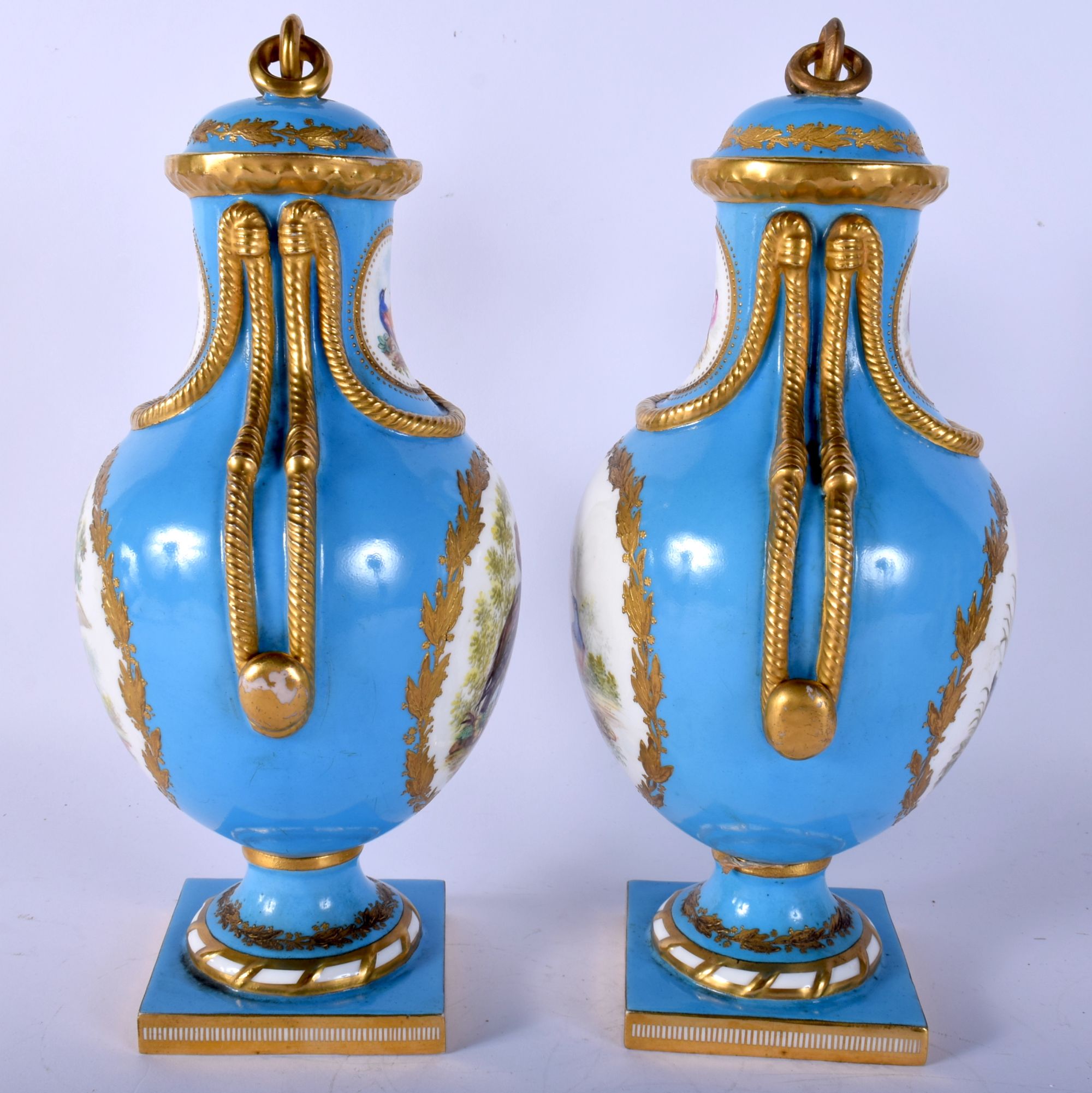 A GOOD PAIR OF 19TH CENTURY ENGLISH PORCELAIN SEVRES STYLE VASES AND COVERS Minton or Coalport, pain - Image 2 of 50