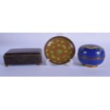 AN EARLY 20TH CENTURY CHINESE CLOISONNE ENAMEL DRAGON BOX AND COVR together with a similar casket an