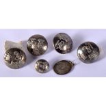 SIX MILITARY BUTTONS. 37 grams. Largest 2.5 cm wide. (6)