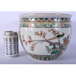 A 19TH CENTURY CHINESE FAMILLE VERTE PORCELAIN JARDINIERE Guangxu, painted with a bird within a land