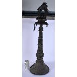 A LARGE 19TH CENTURY INDIAN SOUTH EAST ASIAN BRONZE BUDDHISTIC INCENSE BURNER with open work column.