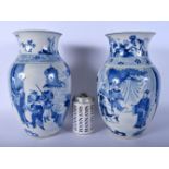 A LARGE PAIR OF 19TH CENTURY CHINESE BLUE AND WHITE PORCELAIN VASES bearing Kangxi marks to base. 29