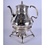 AN ANTIQUE AUSTRIAN VIENNA SECCIONIST MOVEMENT SILVER SPIRIT BURNING TEAPOT AND COVER by Wurbel & Cz