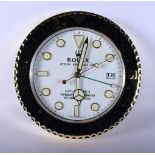 A ROLEX ADVERTISING DEALER DISPLAY HANGING WALL CLOCK. 30 cm diameter.